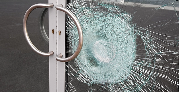 A picture of a shattered window pane.