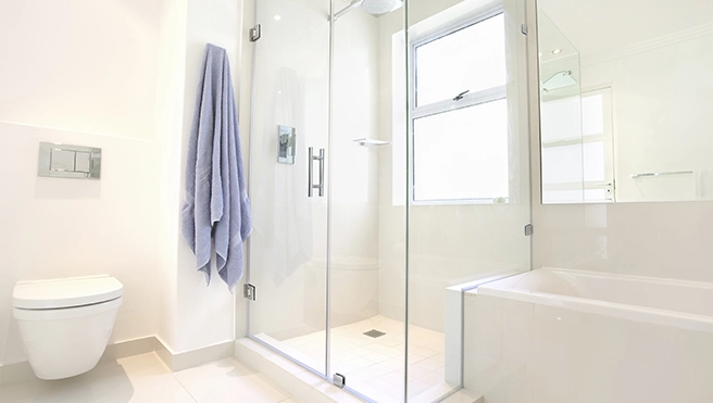 A picture of a walk in shower enslosure.