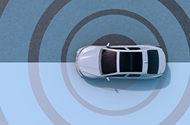 Aerial view of car on track