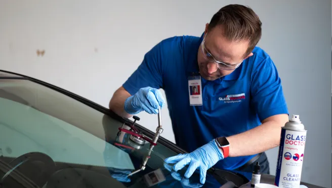 Windshield chip repair by Glass doctor professional