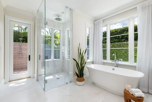 Clean glass shower enclosure
